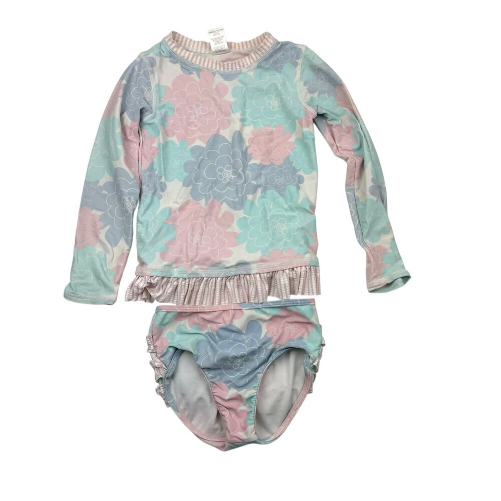 RuffleButts Floral Rash Guard Ruffle Swimsuit